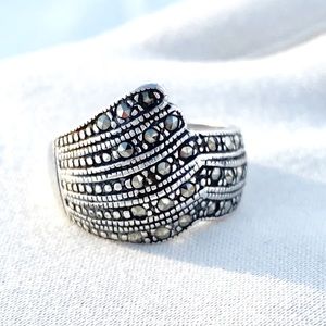 Vintage Marcasite Sterling Silver Ring - Size 5